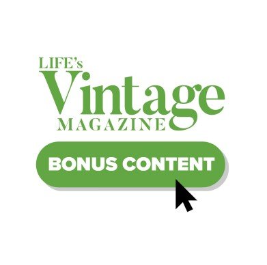 Cover of LIFE's Vintage Magazine with a green button labeled 'BONUS CONTENT' and a click cursor arrow.